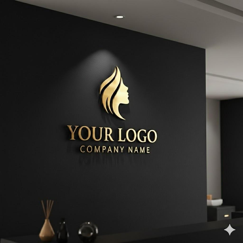 Custom Brushed Stainless Steel 3D Business Logo Sign, LED Backlit Office Reception Sign